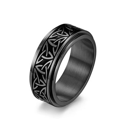 Men’s Stainless Steel Spinner Ring – Celtic Engraved Fidget Ring (Black, Silver, Gold) | Anti-Stress Anxiety Ring for Men