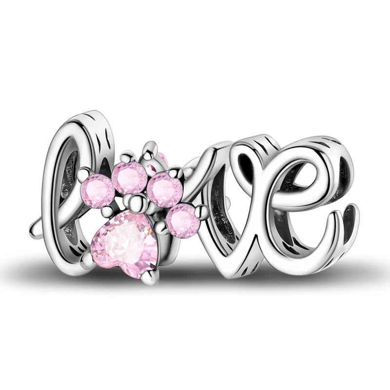 925 Sterling Silver Pink Charm Collection 