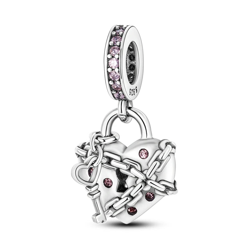 925 Sterling Silver Pink Charm Collection 