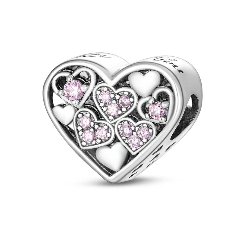 925 Sterling Silver Pink Charm Collection 