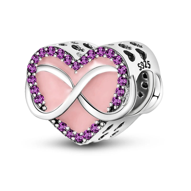 925 Sterling Silver Pink Charm Collection 