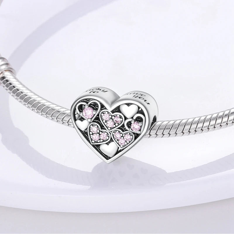 925 Sterling Silver Pink Charm Collection 