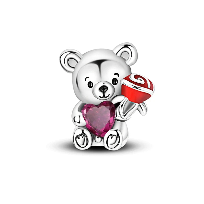 925 Sterling Silver Pink Charm Collection 