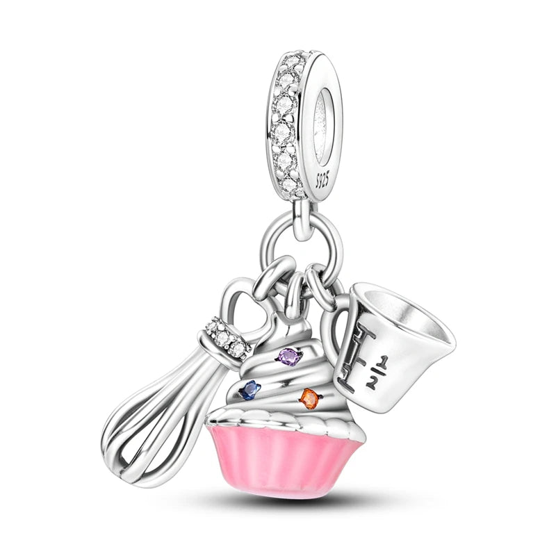 925 Sterling Silver Pink Charm Collection 