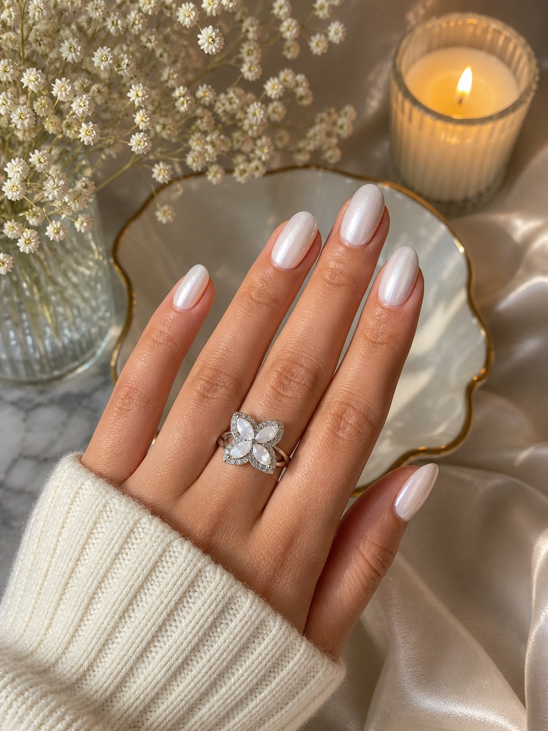 Anti-Stress Spinner Ring – Stainless Steel Sunflower, Clover & Crystal Flower Ring | Anxiety Relief Fidget Ring for Women