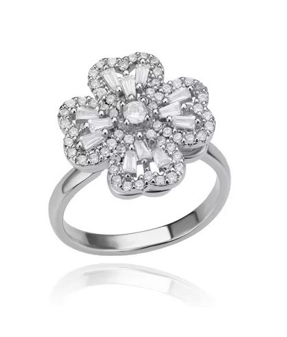 Anti-Stress Spinner Ring – Stainless Steel Sunflower, Clover & Crystal Flower Ring | Anxiety Relief Fidget Ring for Women