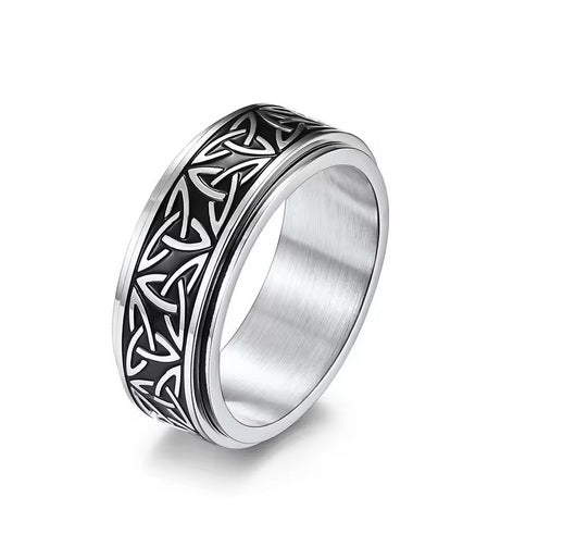 Men’s Stainless Steel Spinner Ring – Celtic Engraved Fidget Ring (Black, Silver, Gold) | Anti-Stress Anxiety Ring for Men