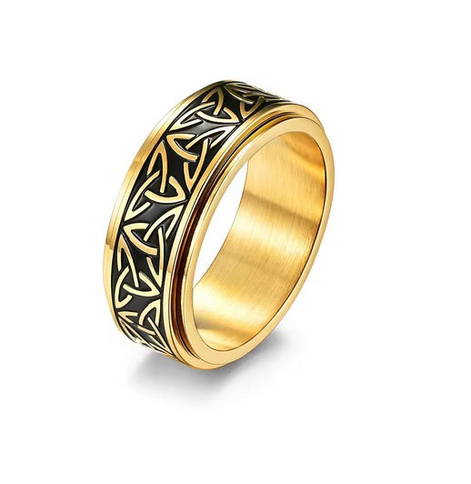 Men’s Stainless Steel Spinner Ring – Celtic Engraved Fidget Ring (Black, Silver, Gold) | Anti-Stress Anxiety Ring for Men